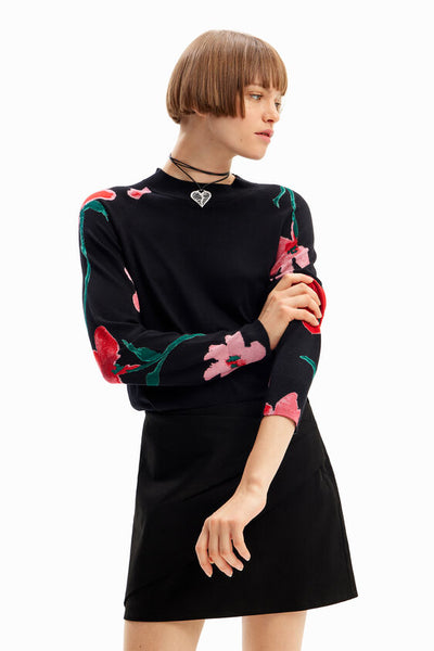 floral sleeve sweater