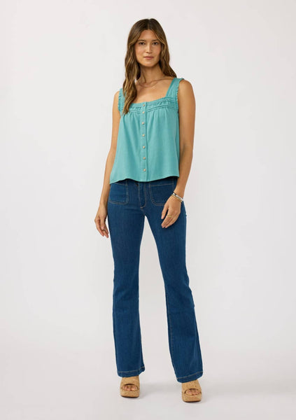 Pintuck Lace Trim Tank