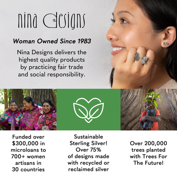 Nina Designs - Silver or Bronze Dimensional Thistle Post Earrings 13x11mm: Sterling Silver