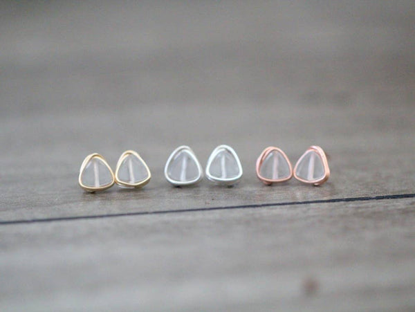 Crystal Quartz Triangle Studs