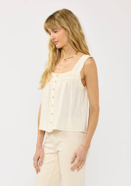 Pintuck Lace Trim Tank