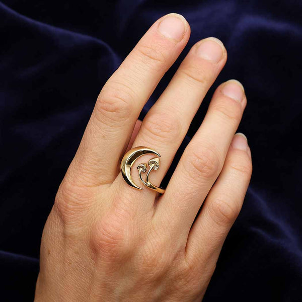 Moon and Mushroom Adj Ring