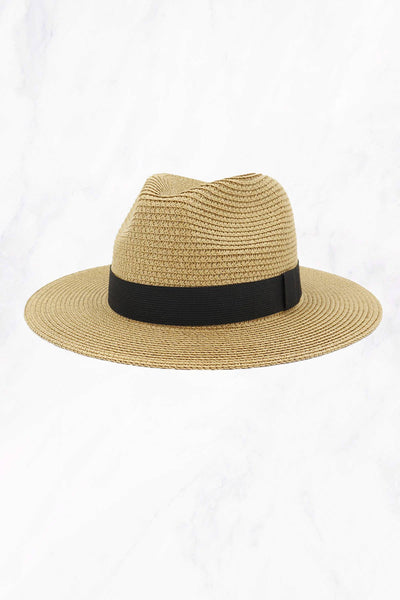 Straw hat w/ black band