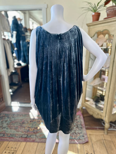 Velvet Pleated Shift Dress
