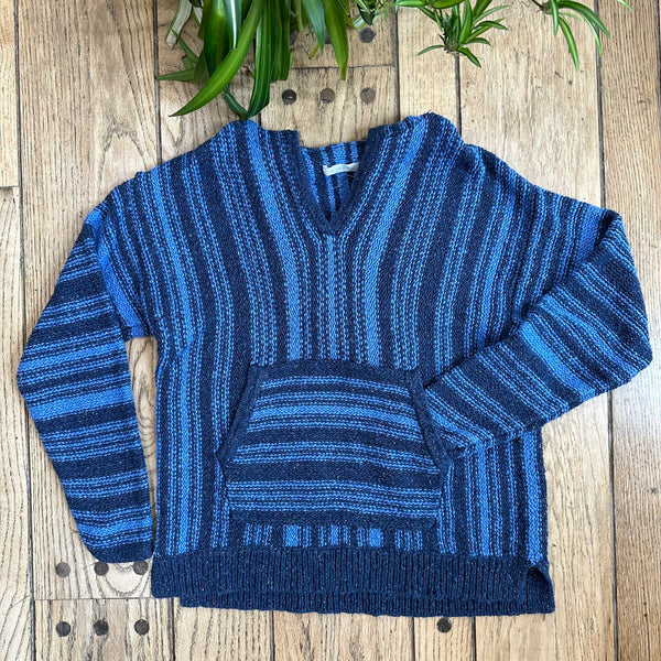 Blue Striped Baja Hoodie