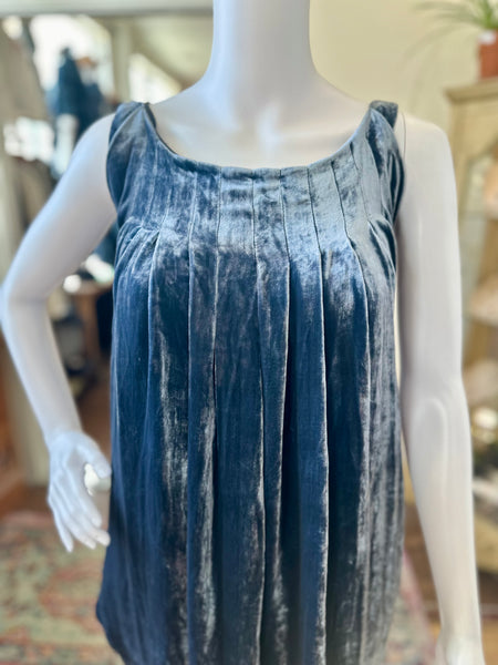 Velvet Pleated Shift Dress
