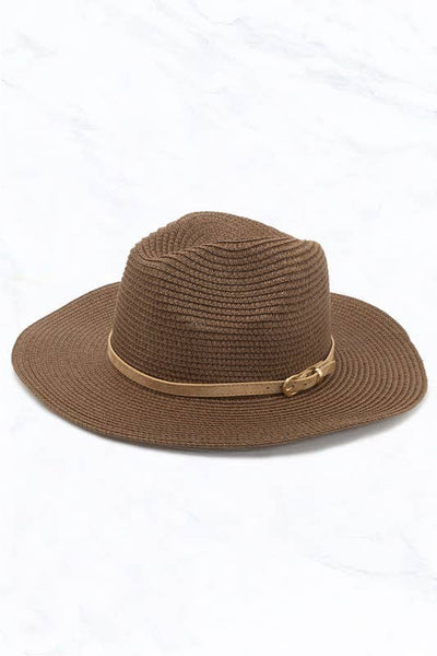 Straw Fedora with Belt