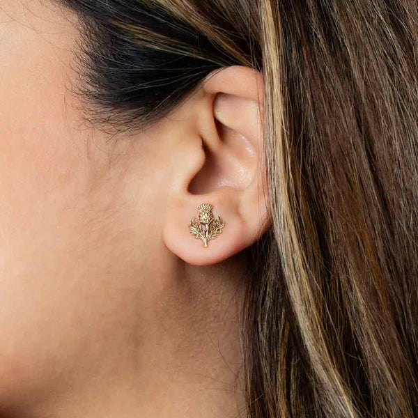 Nina Designs - Silver or Bronze Dimensional Thistle Post Earrings 13x11mm: Sterling Silver