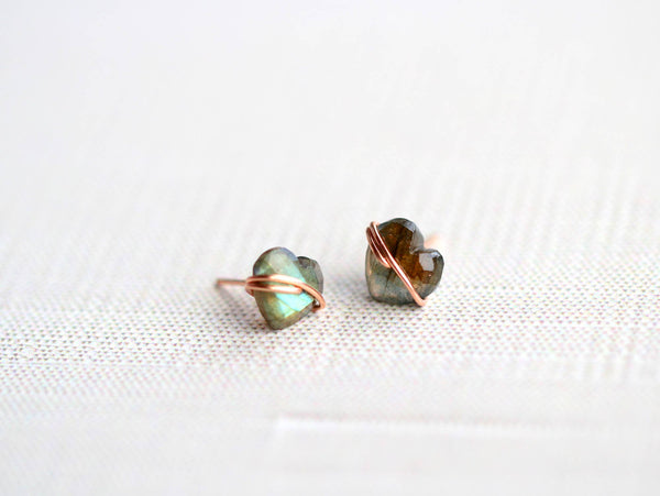 Heart Studs - Labradorite