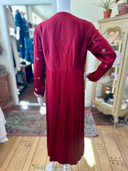Long-sleeve Kaftan Slit Dress