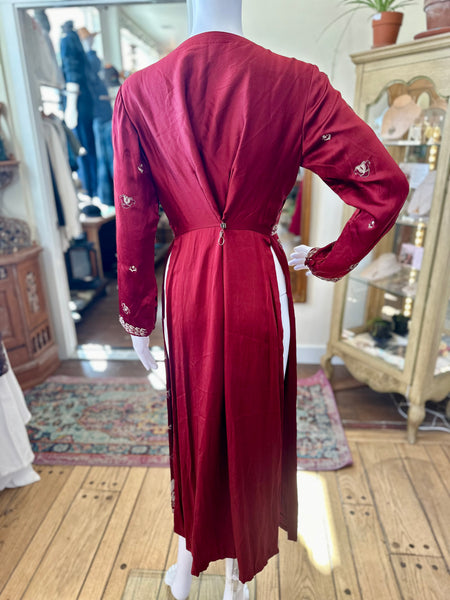 Long-sleeve Kaftan Slit Dress