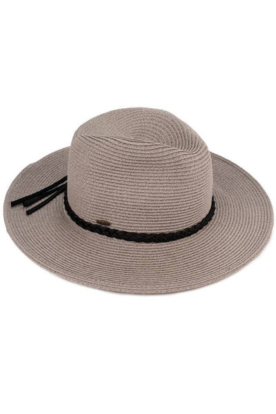 Straw Panama Hat w Tie