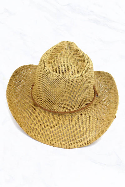Western Straw Hat w tie