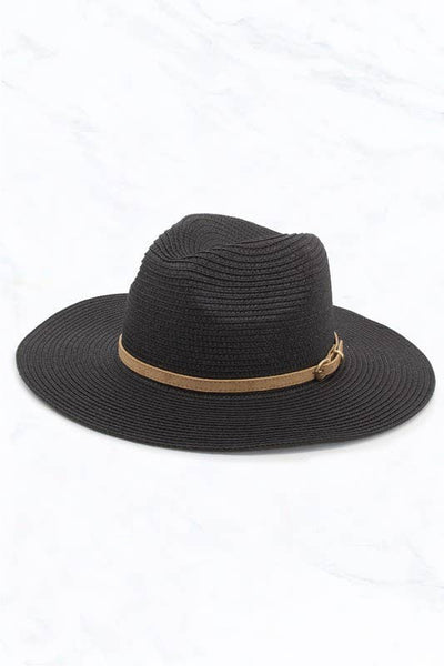 Straw Fedora with Belt