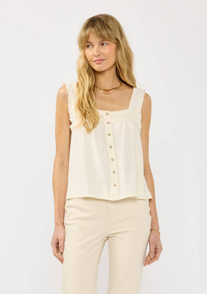 Pintuck Lace Trim Tank