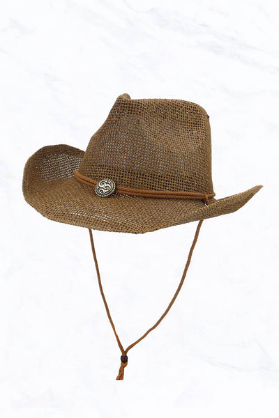Western Straw Hat w tie