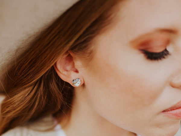 Heart Studs - Labradorite
