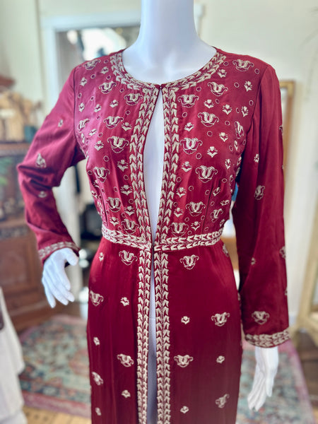 Long-sleeve Kaftan Slit Dress