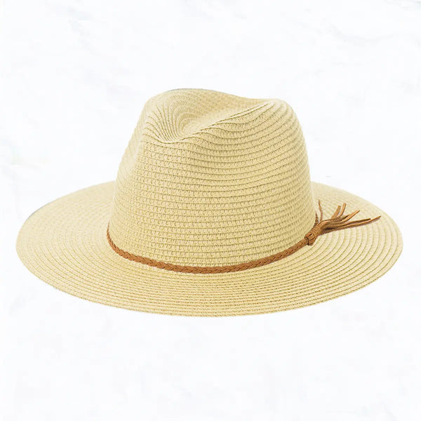 Straw Hat w/ leather Band