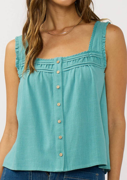 Pintuck Lace Trim Tank