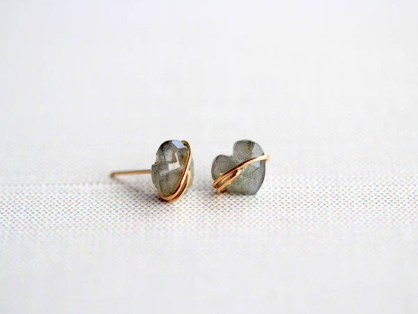 Heart Studs - Labradorite