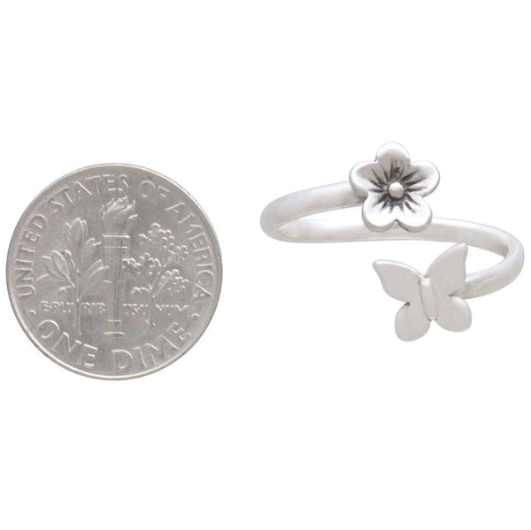 Butterfly & Flower Adj. Ring