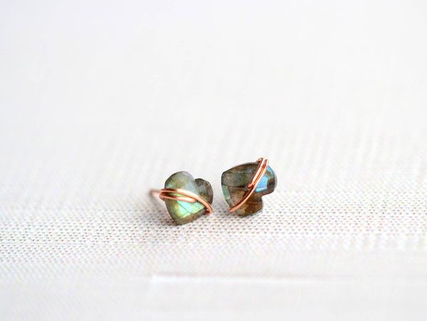 Heart Studs - Labradorite