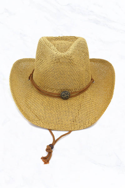 Western Straw Hat w tie