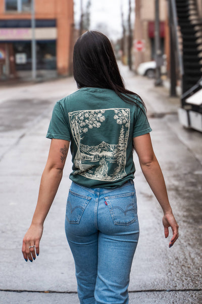 The Montana Scene - Fireside Unisex Tee - Blue Spruce: 2XL