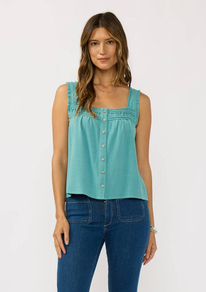 Pintuck Lace Trim Tank