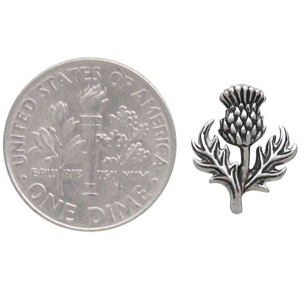 Nina Designs - Silver or Bronze Dimensional Thistle Post Earrings 13x11mm: Sterling Silver