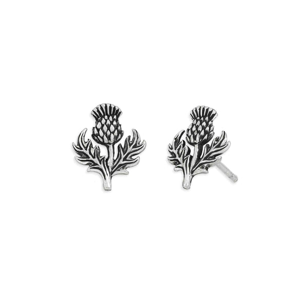 Nina Designs - Silver or Bronze Dimensional Thistle Post Earrings 13x11mm: Sterling Silver