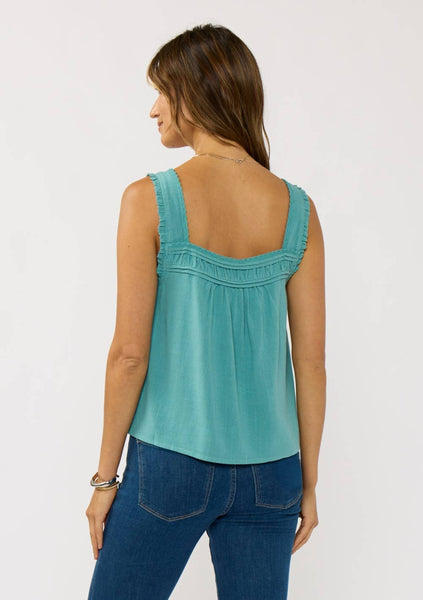 Pintuck Lace Trim Tank