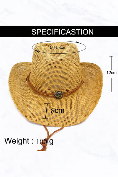 Western Straw Hat w tie