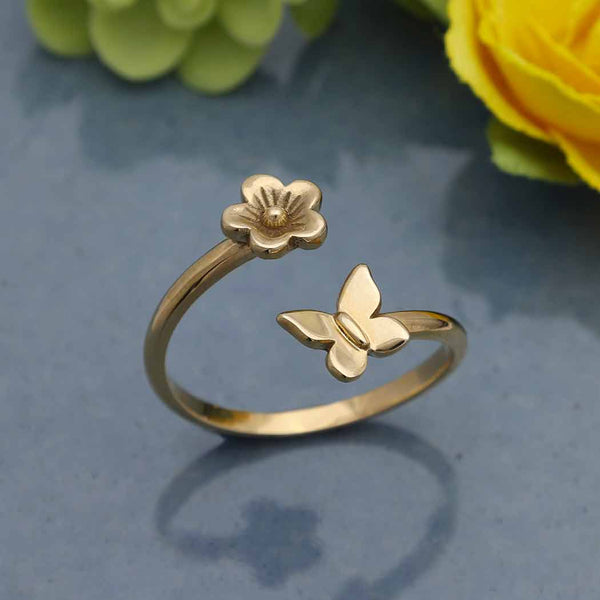 Butterfly & Flower Adj. Ring