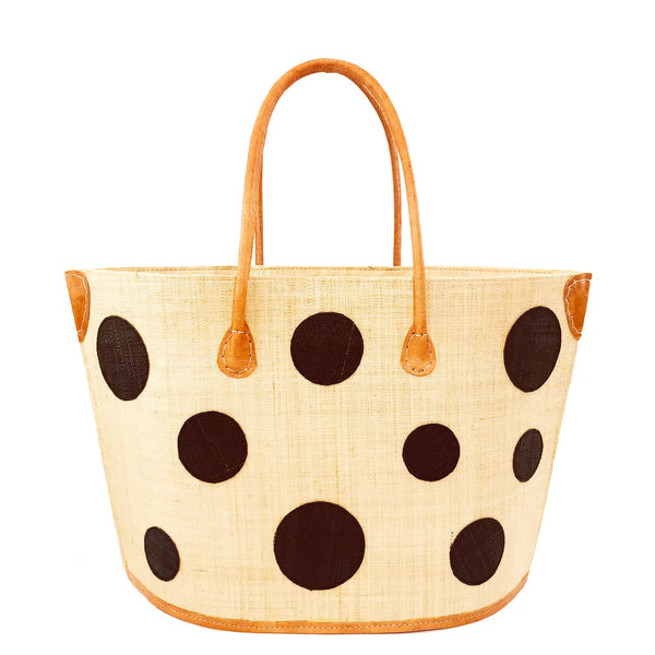 Polka Dot Straw Bag