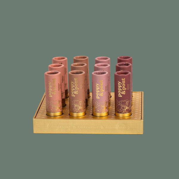 Poppy & Pout - Product Display, 12 Lip Tint Tray, Gold