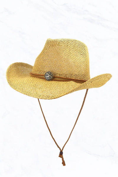 Western Straw Hat w tie