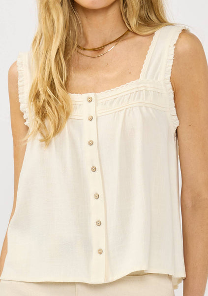 Pintuck Lace Trim Tank