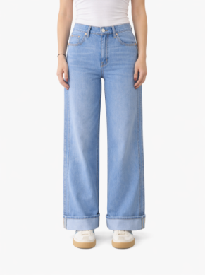 Roll cuff wide leg