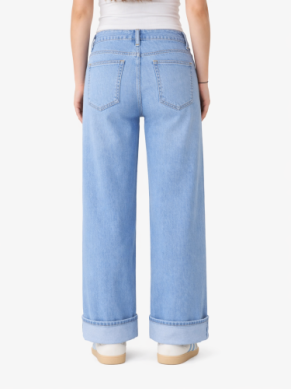 Roll cuff wide leg