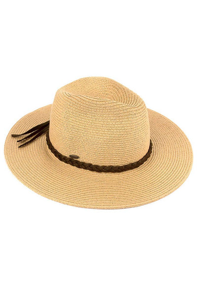 Straw Panama Hat w Tie